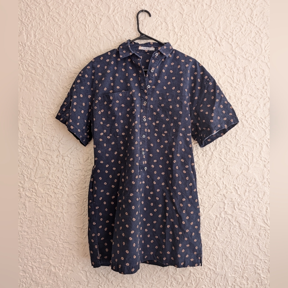 10 CROSBY DEREK LAM Navy blue short sleeve shirtdress, size M or L